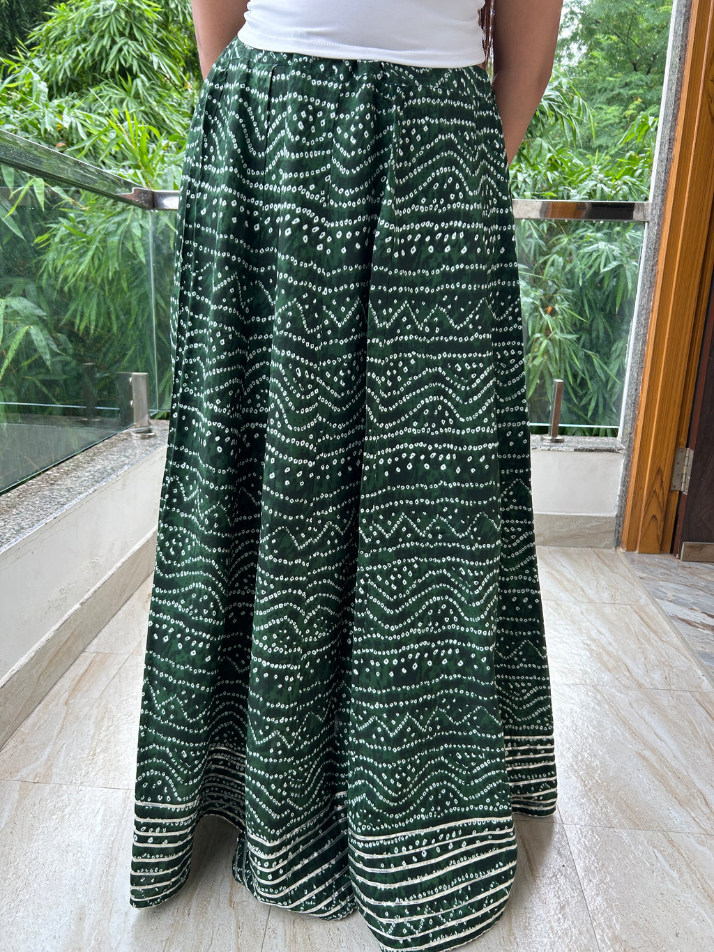 Olive Bandhej Nazakat Ghaghara